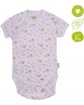 Боди с къс ръкав Bio Baby - органичен памук, 56 cm, 1-2 месеца, бяло-розово - 2t