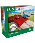 Игрален комплект от дърво Brio World - Състезателна писта, с две колички - 3t