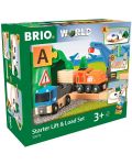 Игрален комплект от дърво Brio World - Товарен влак с релси и камион - 5t