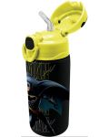 Бутилка за вода Graffiti Batman - Black, със сламка, 500 ml  - 2t