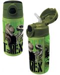Бутилка за вода Graffiti T-Rex - Със сламка, 500 ml - 1t
