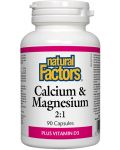 Calcium & Magnesium 2:1, 90 капсули, Natural Factors - 1t