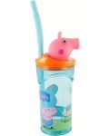 Чаша със сламка и 3D фигура Stor Peppa Pig - Core, 360 ml - 3t