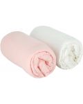 Бебешки чаршафи Babycalin - 2 броя, 60 х 120 cm, бял/розов - 2t