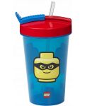 Чаша със сламка Lego Classic - 500 ml, синя - 1t