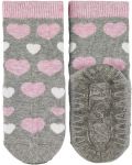 Чорапи с неплъзгащо стъпало Sterntaler - Сърчица, 25/26 размер, 3-4 г, сиви - 2t