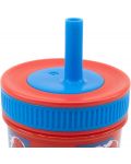 Чаша със сламка Stor Spider-Man - Arachnid Grid, 465 ml - 2t