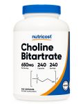 Choline Bitartrate, 240 капсули, Nutricost - 1t