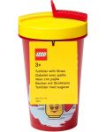 Чаша със сламка Lego Iconic - Girl, 500 ml, червена - 2t