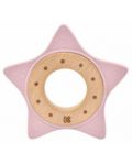 Чесалка от дърво и силикон KikkaBoo - Star, Pink - 1t