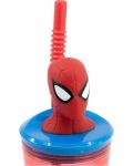 Чаша със сламка и 3D фигура Stor Spider-Man - Arachnid Grid, 360 ml - 4t