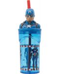 Чаша със сламка и 3D фигура Stor Avengers - Invisible Force, Captain America, 360 ml - 1t