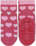 Чорапи с неплъзгащо стъпало Sterntaler - Сърчица, 17/18 размер, 6-12 м, тъмнорозови - 3t