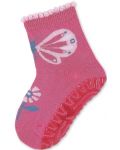 Чорапи с неплъзгащо стъпало Sterntaler - Пеперуда, 17/18 размер, 6-12 м, розови - 1t