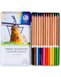 Моливи от кедрово дърво Astra Престиж - 12 цвята, в метална кутия - 2t