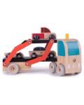 Дървена играчка Classic World - Автовоз, с 3 колички - 2t