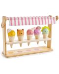 Дървена играчка Tender Leaf Toys - Щанд за сладолед, усмивки и фунийки - 4t
