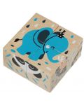 Дървени кубчета Cubika - Животни, 4 кубчета, 6 пъзела - 5t