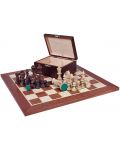 Дървена кутия с фигури за шах Sunrise - Staunton, Dark - 1t