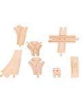 Дървен комплект Bigjigs - Прави и разклоняващи се релси, 25 части - 1t