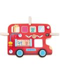 Дървена играчка Lelin - Дъска с активности, Автобус - 1t