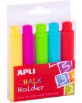Държачи за тебешир Apli Kids - Ф 9 mm, 5 цвята - 1t