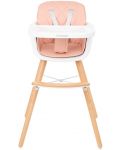 Дървено столче за храненe KikkaBoo - Woody, розово - 2t