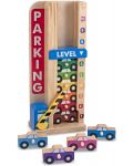 Дървена играчка Melissa & Doug - Гараж-колона с колички - 2t