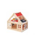 Дървена къща за кукли Woody - С аксесоари, 21 части - 1t