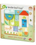 Дървена игра-пъзел Tender Leaf Toys - С градински мотив, 16 части - 3t