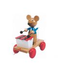 Дървена играчка за дърпане Woody - Мишка с ксилофон - 1t