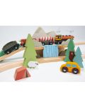 Дървен влаков комплект Tender Leaf Toys - Невероятният планински влак - 6t