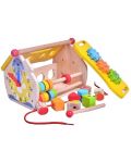  Дървена къщичка Acool Toy - С ксилофон, сортер, зъбни колела, часовник, сметало  - 1t