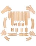 Дървен комплект Bigjigs - Прави и разклоняващи се релси, 25 части - 2t