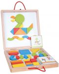 Образователен комплект Lelin - Дървени магнитни форми и цветове, в куфар - 1t