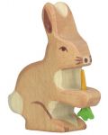 Дървена фигурка Holztiger - Заек с морков - 1t