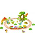 Дървена играчка Tooky toy - Джурасик парк с влак и динозаври - 2t