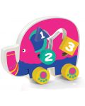 Дървена играчка Acool Toy - Слонче на колелца, розово - 1t