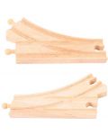 Дървен комплект Bigjigs - Криви, разклоняващи се релси, 2 броя - 1t