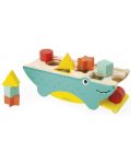 Дървена играчка за сортиране Janod - Крокодил, с 8 формички - 3t