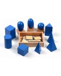 Дървен игрален комплект Smart Baby - Сини геометрични тела, 10 броя - 2t