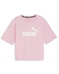 Дамска тениска Puma - Essentials Logo Cropped Tee, размер L, розова - 1t