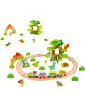 Дървена играчка Tooky toy - Джурасик парк с влак и динозаври - 3t