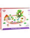 Дървена играчка Tooky toy - Джурасик парк с влак и динозаври - 1t