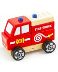 Дървена играчка за нанизване Viga - Пожарна кола - 3t