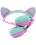 Детски слушалки PowerLocus - Buddy Ears, безжични, розови/зелени - 3t