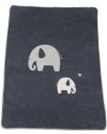 Детско одеяло David Fussenegger - Maja, 75 х 100 cm, Слончета, сиво - 1t