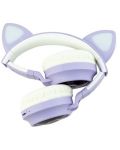 Детски слушалки PowerLocus - Buddy Ears, безжични, лилави/бели - 4t