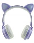 Детски слушалки PowerLocus - Buddy Ears, безжични, лилави/бели - 2t