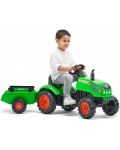 Детски трактор Falk - С ремарке, отварящ се капак и педали, зелен - 3t